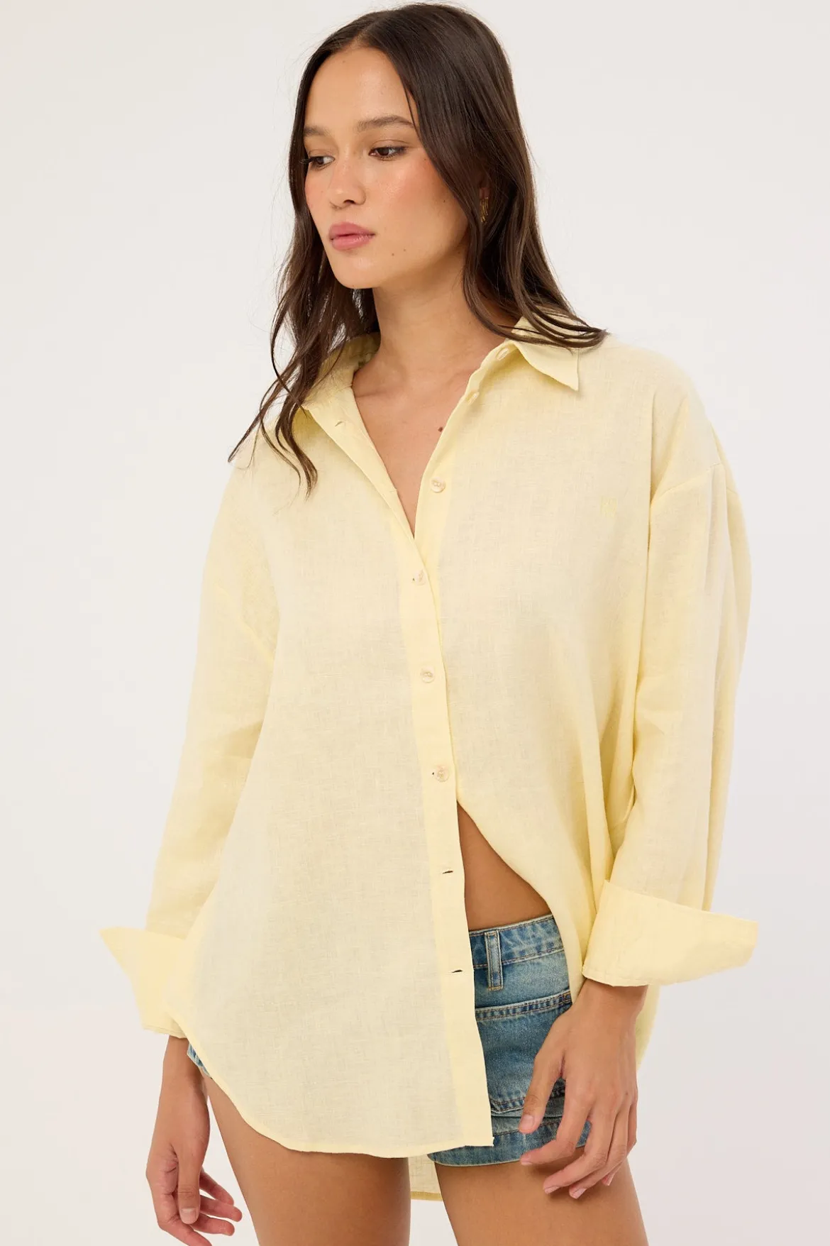 Etta Linen Long Sleeve Shirt Butter