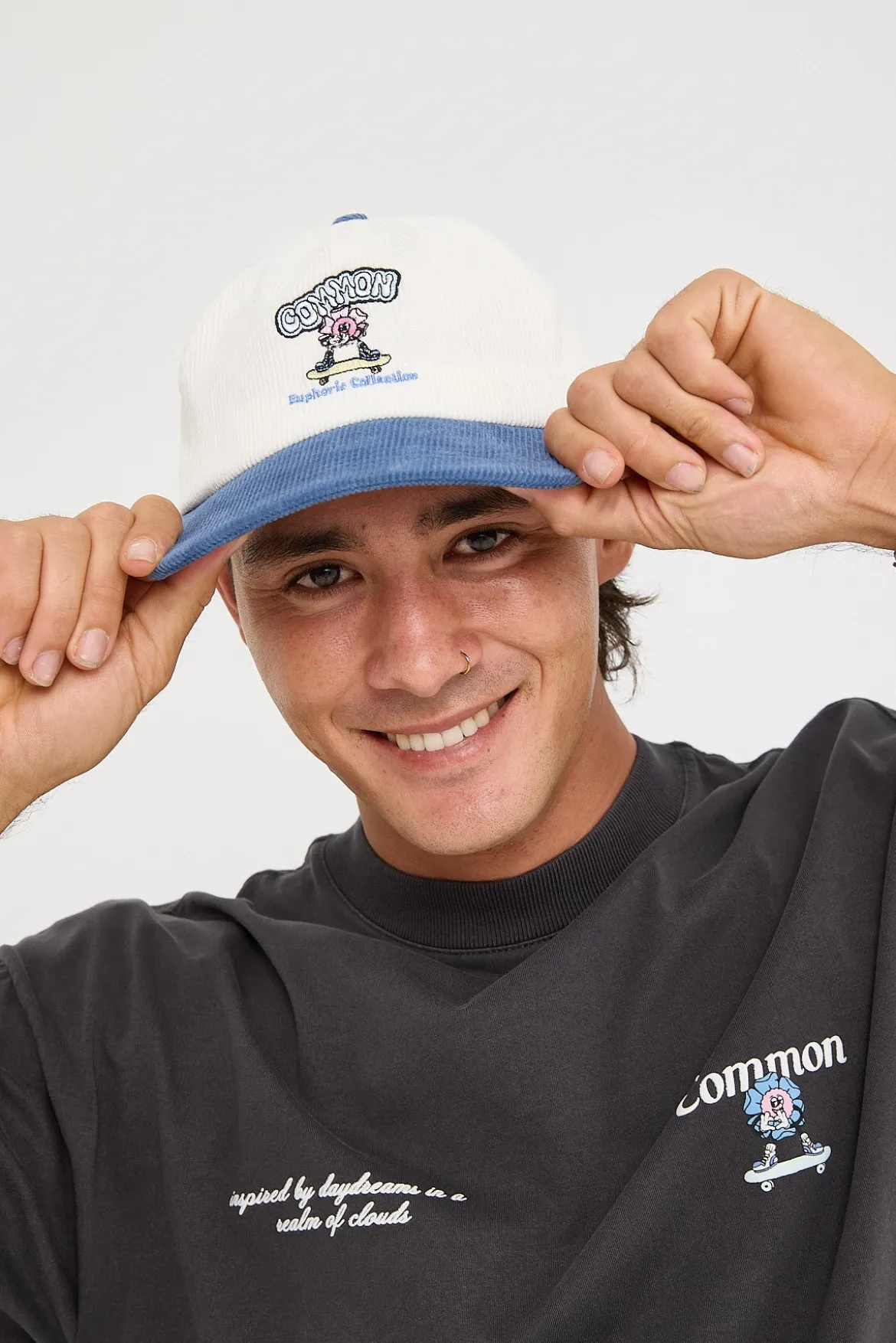 Euphoria Cord Skate Cap White/Blue