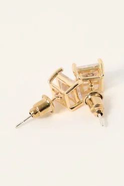 Eva Crystal Stud Earrings Gold