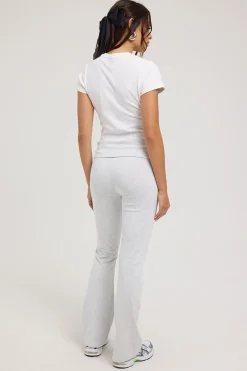Everly Roll Waist Flare Leg Pant Grey Marle