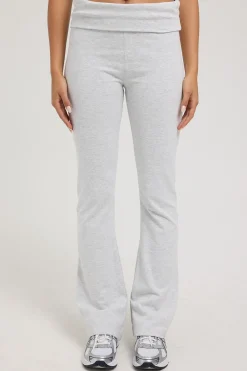 Everly Roll Waist Flare Leg Pant Grey Marle