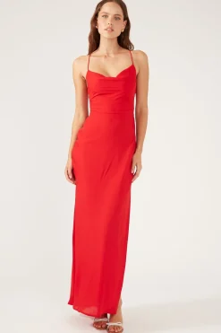 Evie Chiffon Maxi Dress Red
