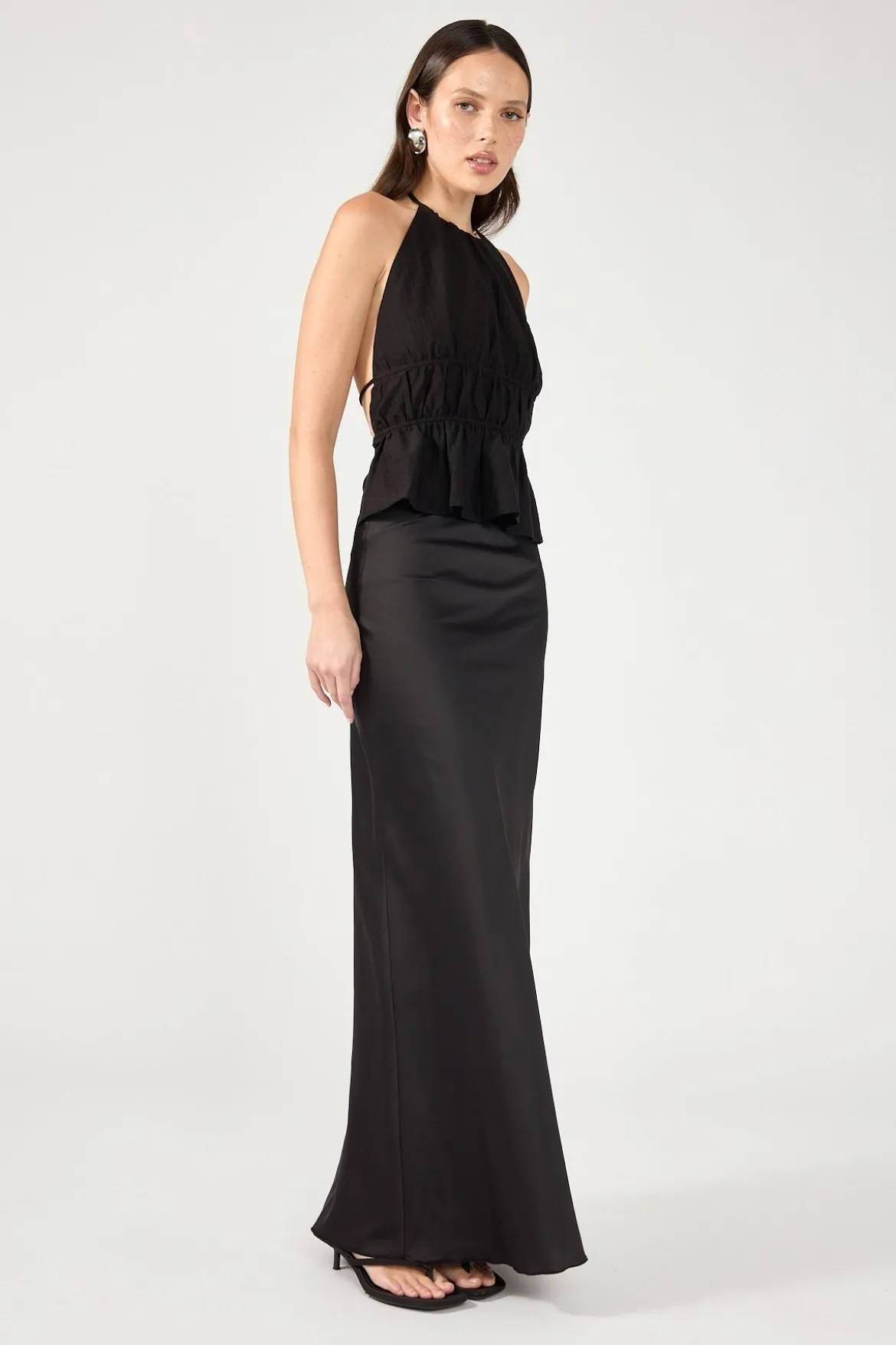 Evie Satin Maxi Skirt Black