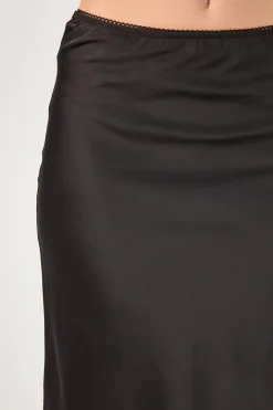 Evie Satin Maxi Skirt Black