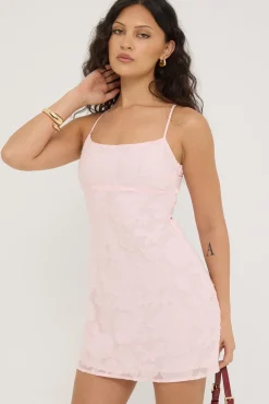Evon Lace Up Back Mini Dress Pink
