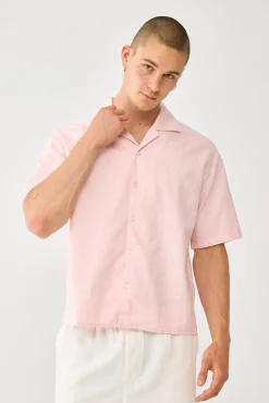 Exclusive Linen Boxy Resort Shirt Pastel Pink