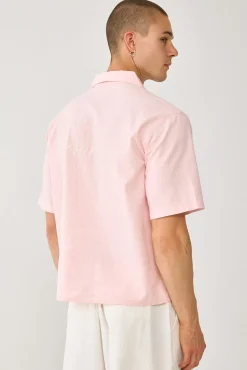 Exclusive Linen Boxy Resort Shirt Pastel Pink