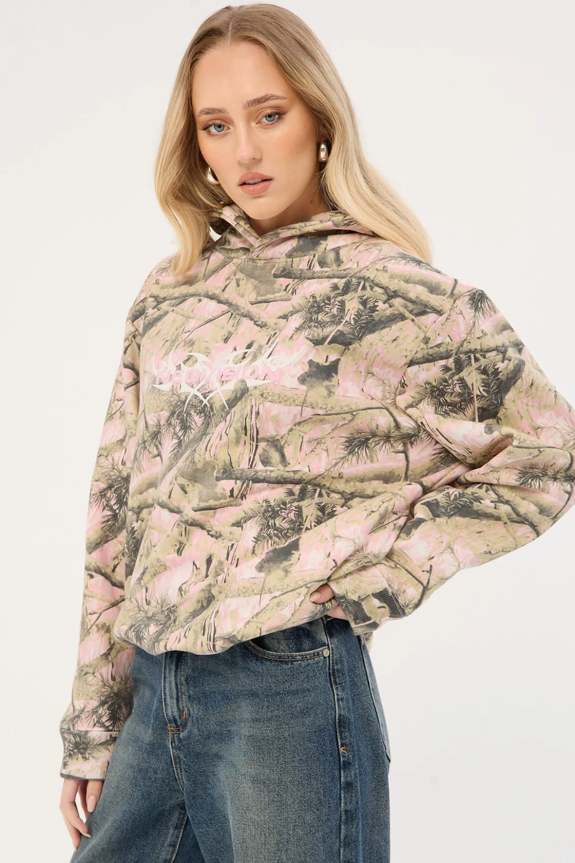 Exhibit Camo Relaxed Hoodie Pink Camo