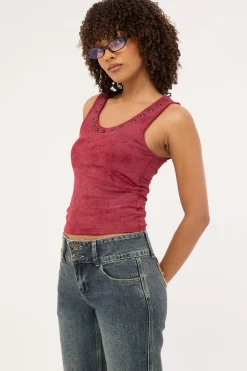 Eye Let Loose Tank Top Cranberry