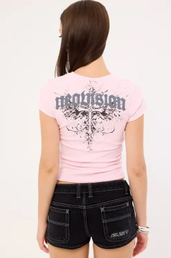 Fallen Cross Baby Tee Candy Pink