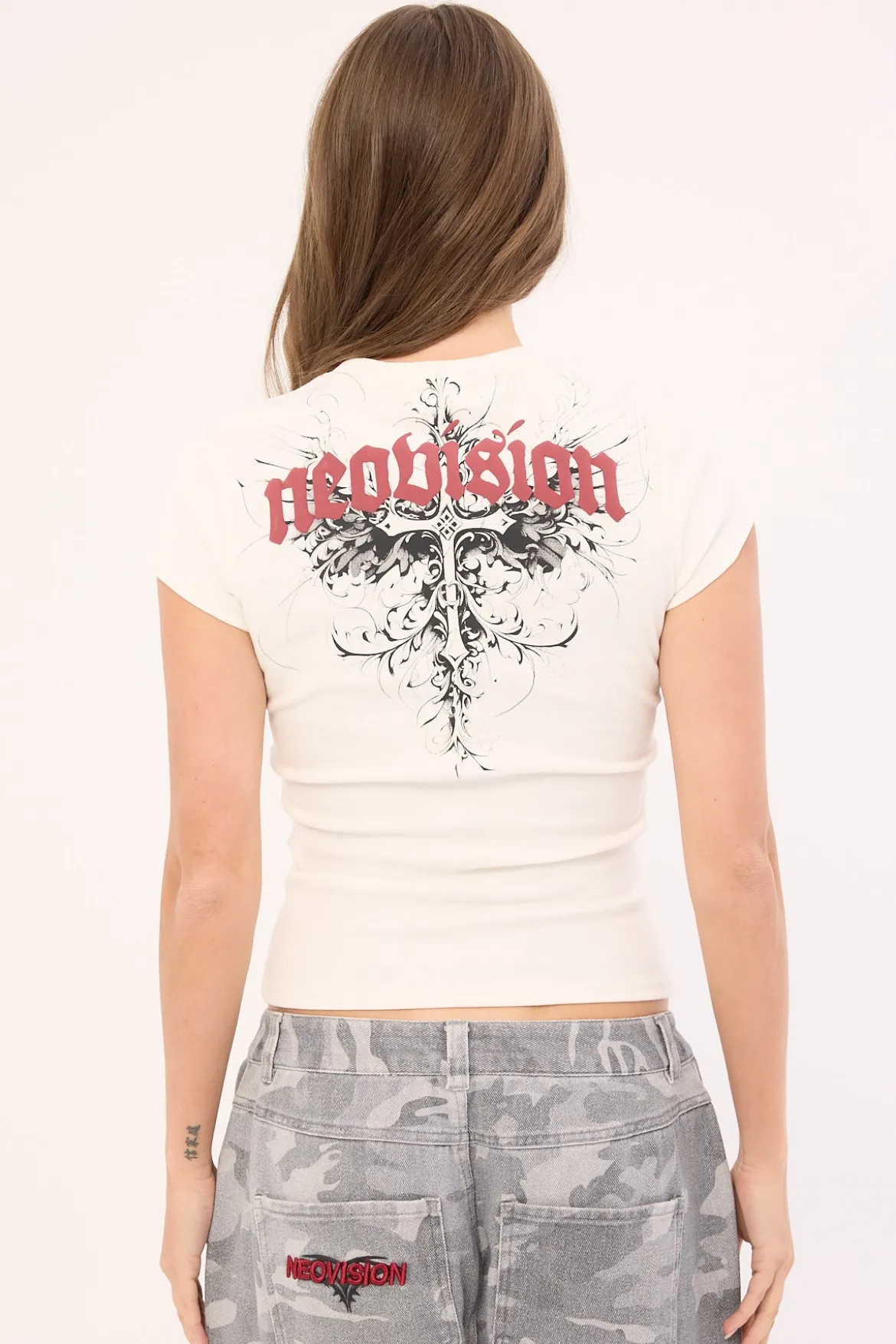 Fallen Cross Baby Tee White
