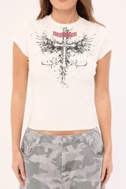 Fallen Cross Baby Tee White