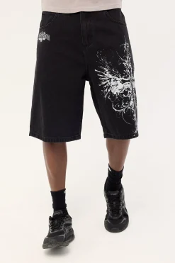 Fallen Cross Nexa Baggy Jort Dirty Washed Black