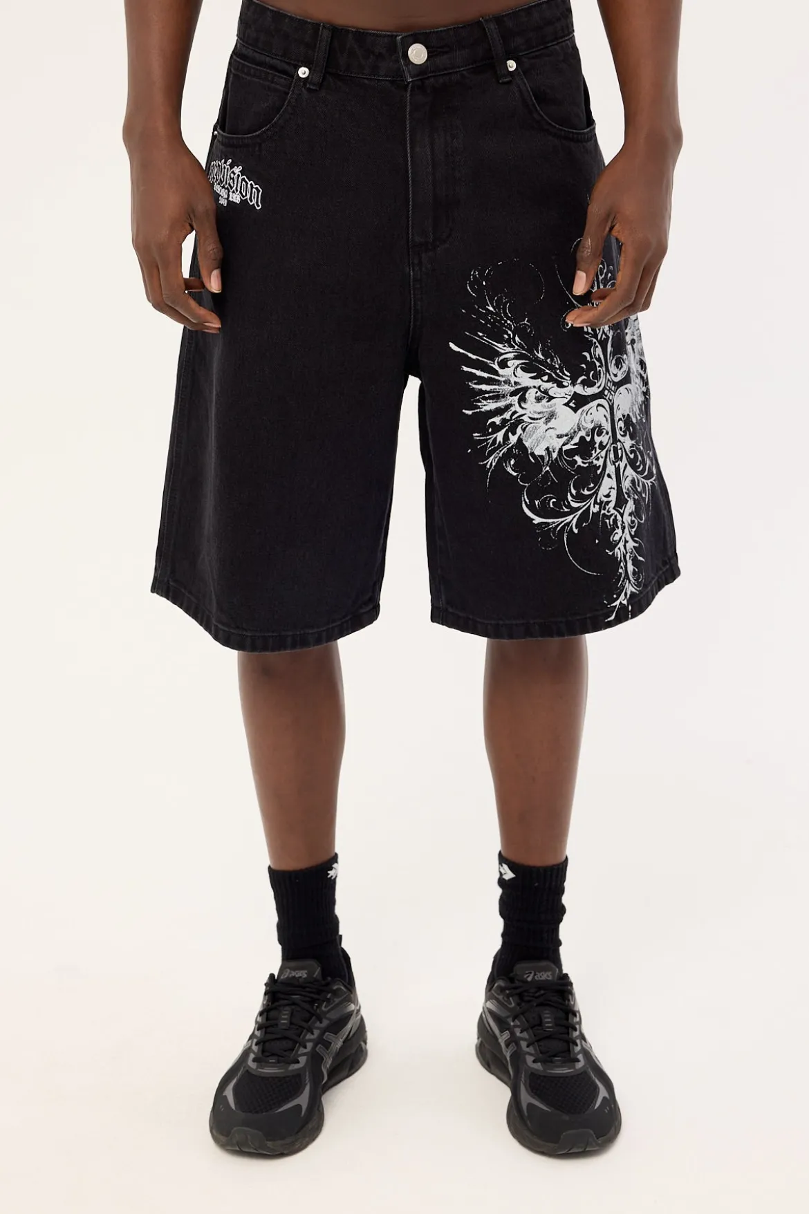 Fallen Cross Nexa Baggy Jort Dirty Washed Black