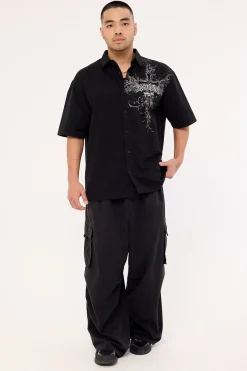 Fallen Cross Oversize Shirt Black