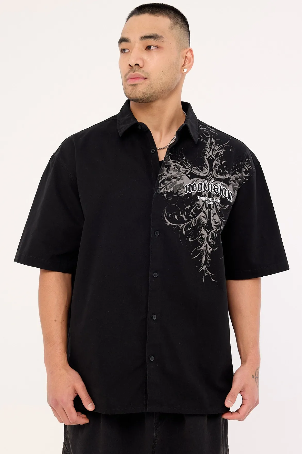 Fallen Cross Oversize Shirt Black