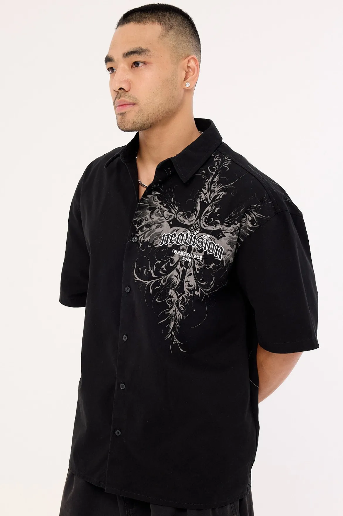 Fallen Cross Oversize Shirt Black