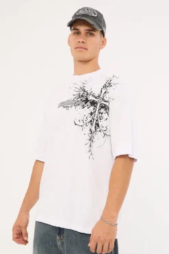 Fallen Cross Oversize Super Heavy Tee White