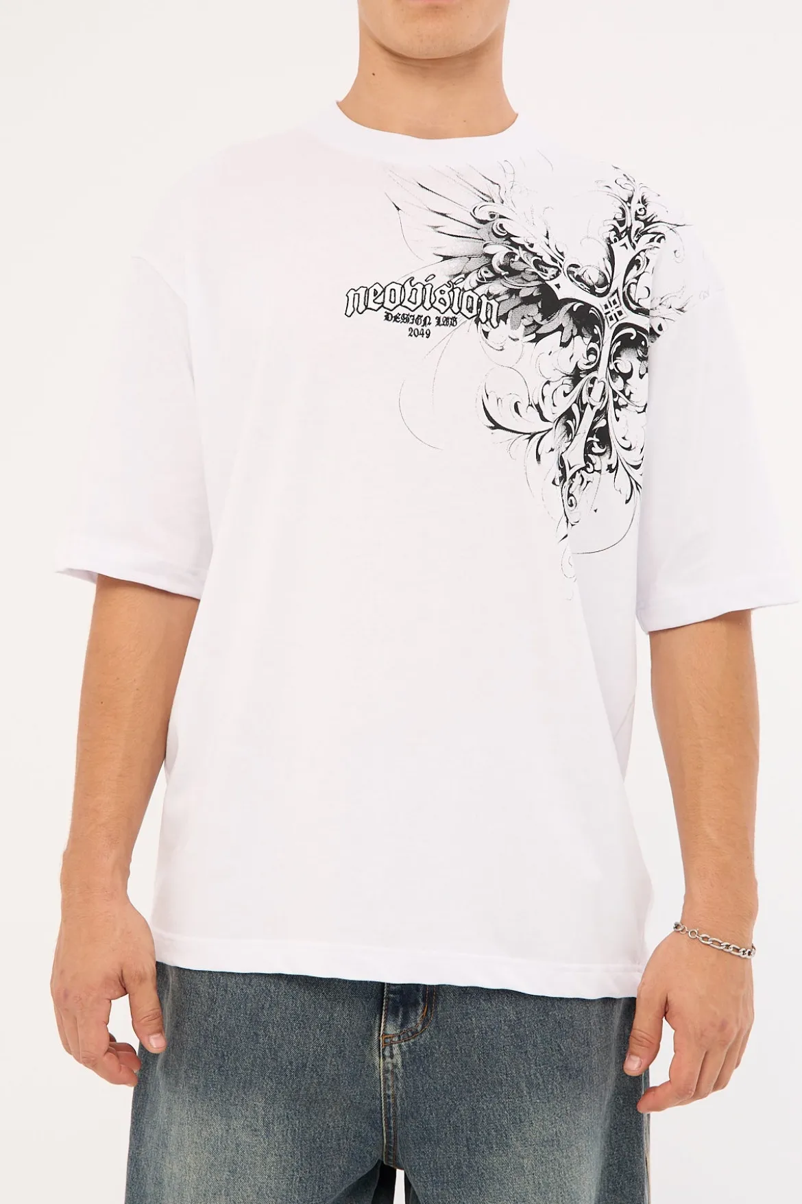 Fallen Cross Oversize Super Heavy Tee White
