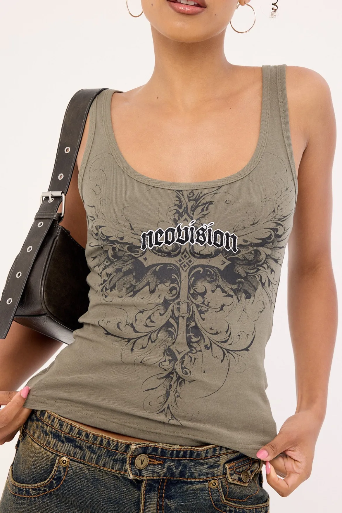 Fallen Cross Singlet Tank Top Khaki Green