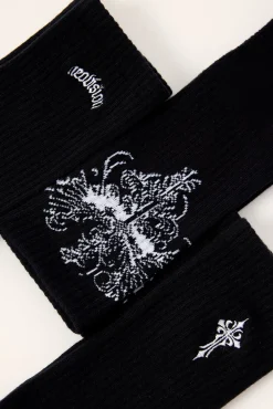 Fallen Cross Sock 3 Pack Black