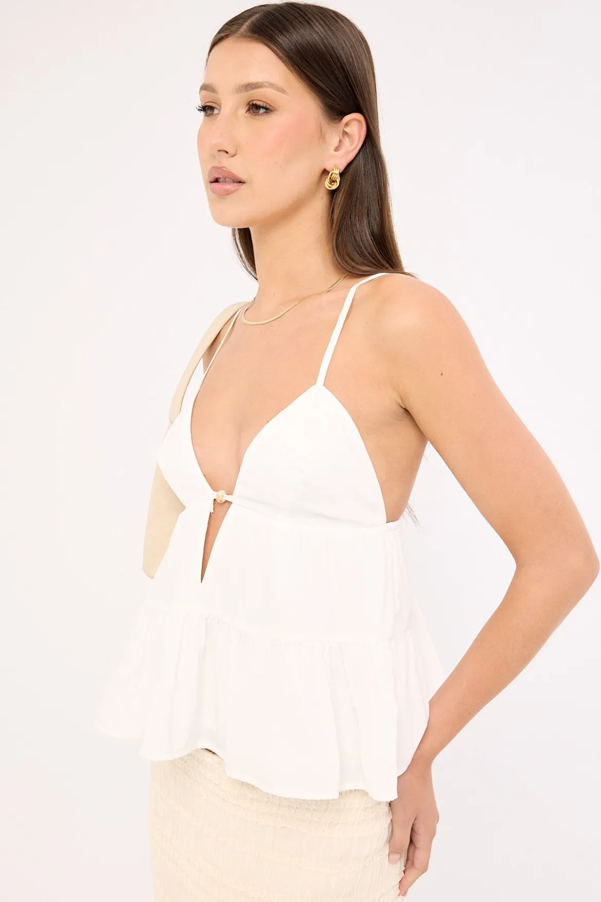 Fallen Peplum Top White