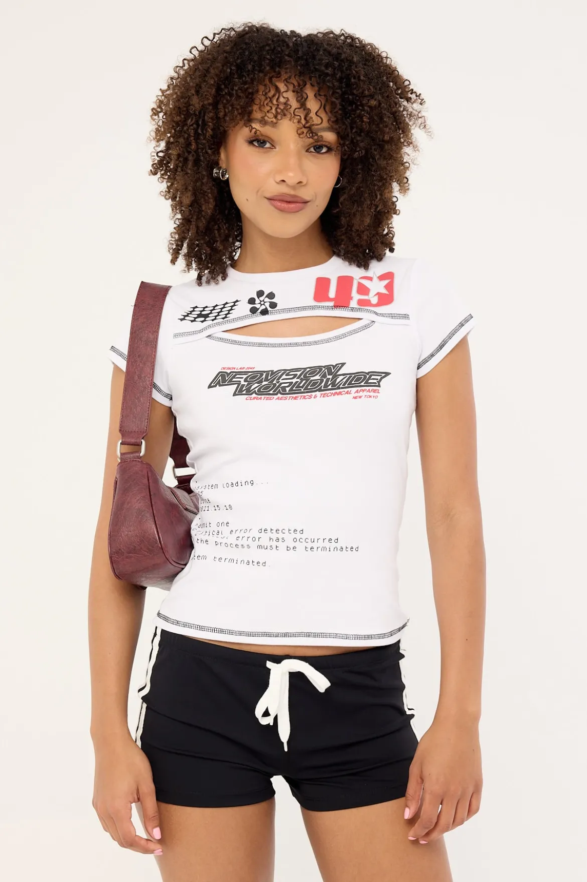 False Proof Cut Out Baby Tee White