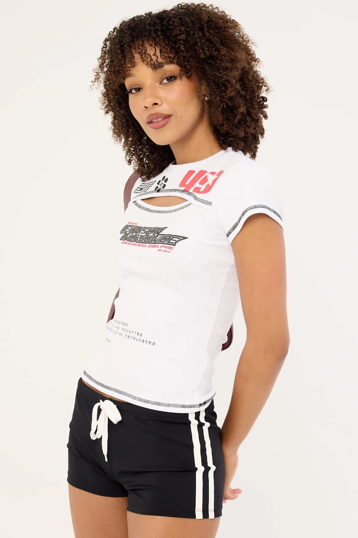 False Proof Cut Out Baby Tee White