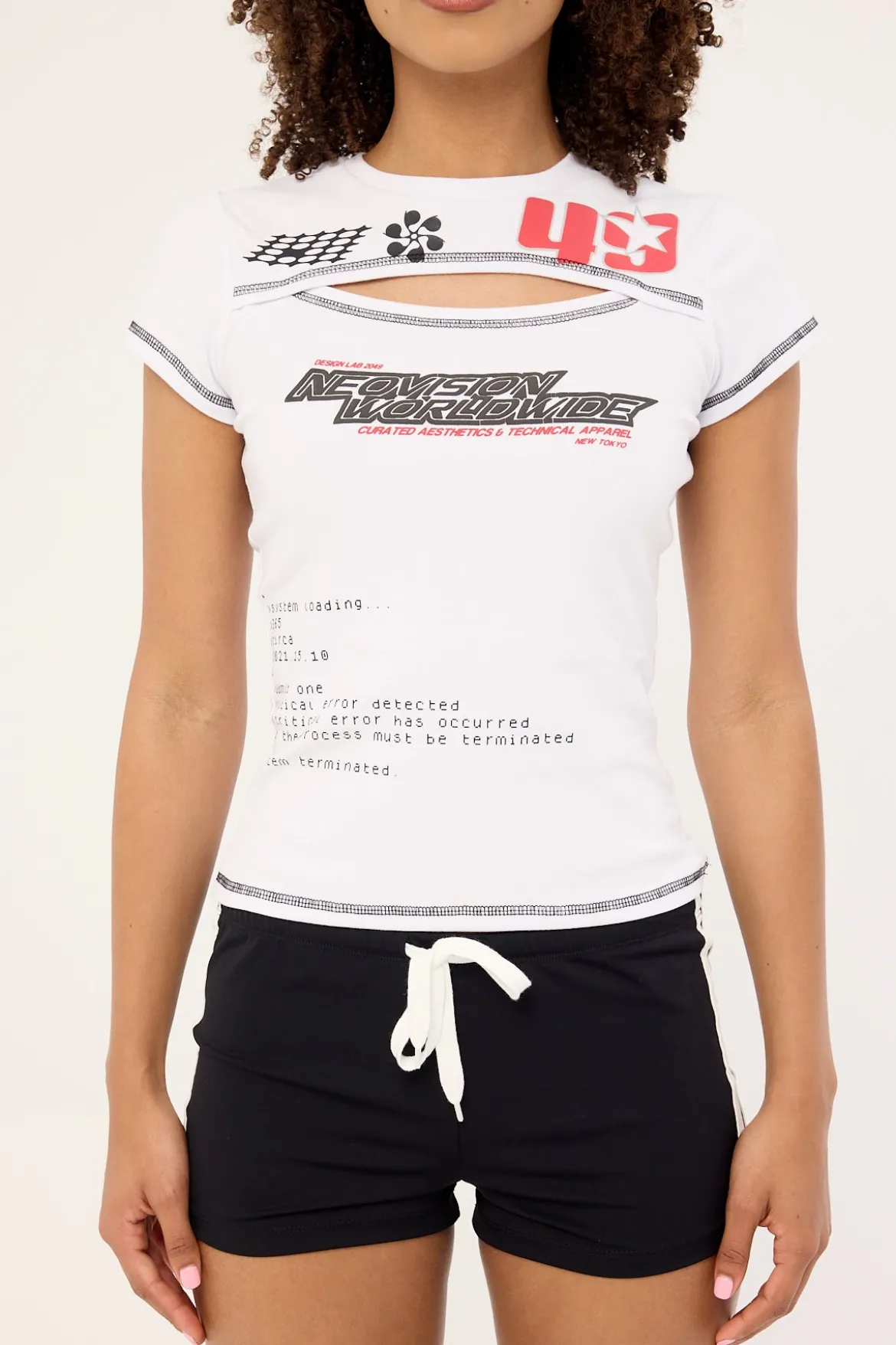 False Proof Cut Out Baby Tee White