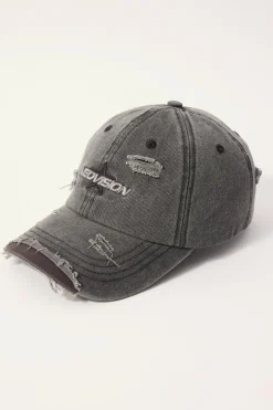 Famous Recycled Distressed Dad Cap Washed Black