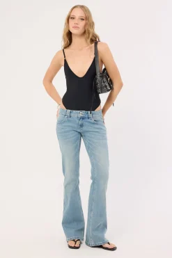 Fantasy Super Low Bootcut Jean Faded Blue Denim