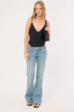 Fantasy Super Low Bootcut Jean Faded Blue Denim