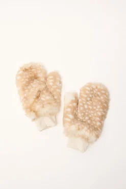 Faux Fur Deer Gloves Deer Print