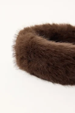 Faux Fur Headband Brown