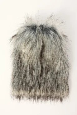 Faux Fur Knee Leg Warmer Grey Multi
