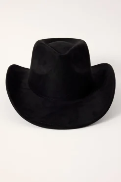 Faux Suede Cowboy Hat Black