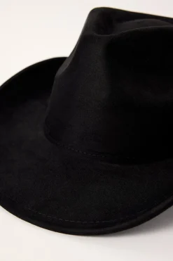 Faux Suede Cowboy Hat Black