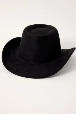 Faux Suede Cowboy Hat Black