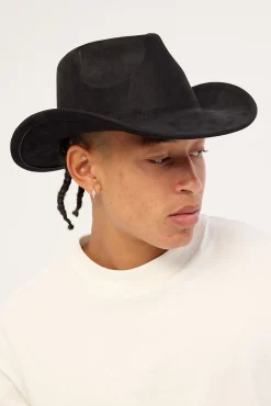 Faux Suede Cowboy Hat Black