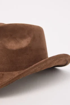 Faux Suede Cowboy Hat Brown