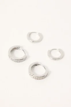Felicity Diamante Huggie 2 Pack Silver