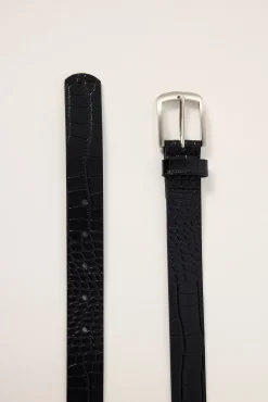 Flank Slim Leather Belt Black