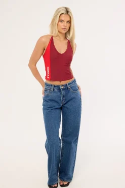 Flash Back Halter Tank Garnet Red