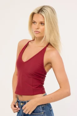 Flash Back Halter Tank Garnet Red