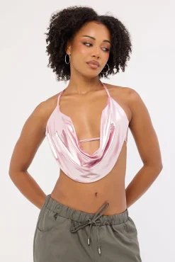 Flash Cowl Bralette Silver/Pink
