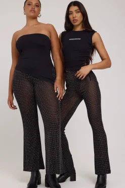 Flashy Glitter Flares Black