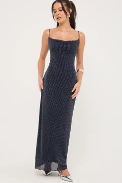 Flashy Glitter Maxi Dress Navy