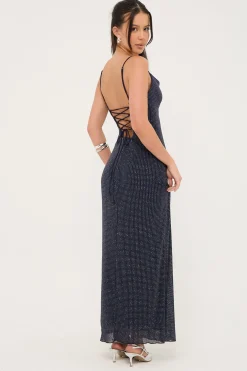 Flashy Glitter Maxi Dress Navy