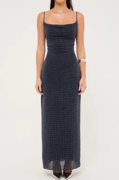 Flashy Glitter Maxi Dress Navy