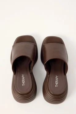 Flaunt Wedge Slide Chocolate Smooth PU